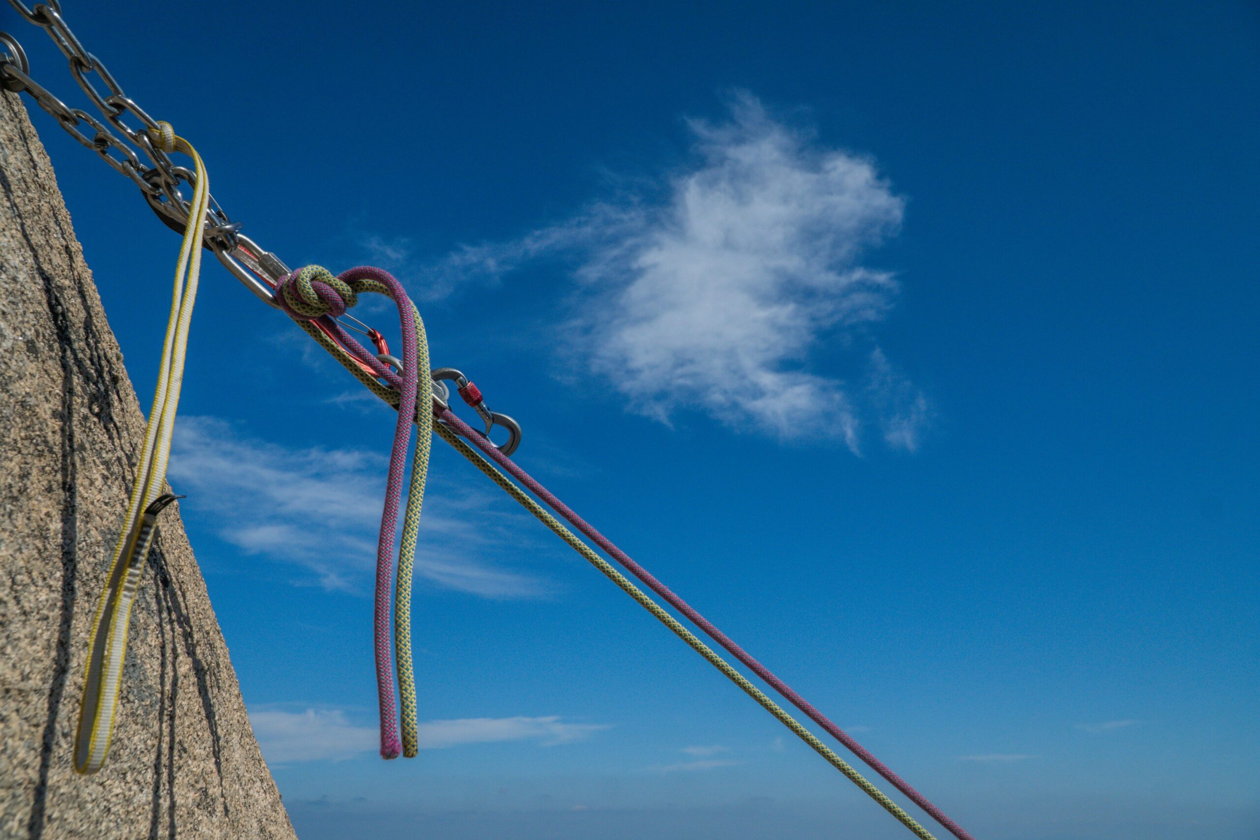Map showing various climbing routes marked with colored lines